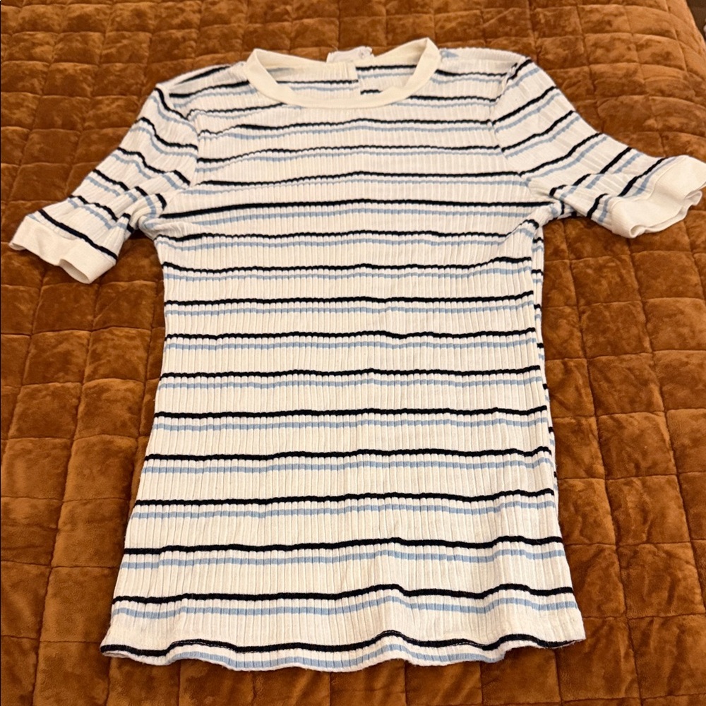 Frame Denim Striped Short Sleeve Top